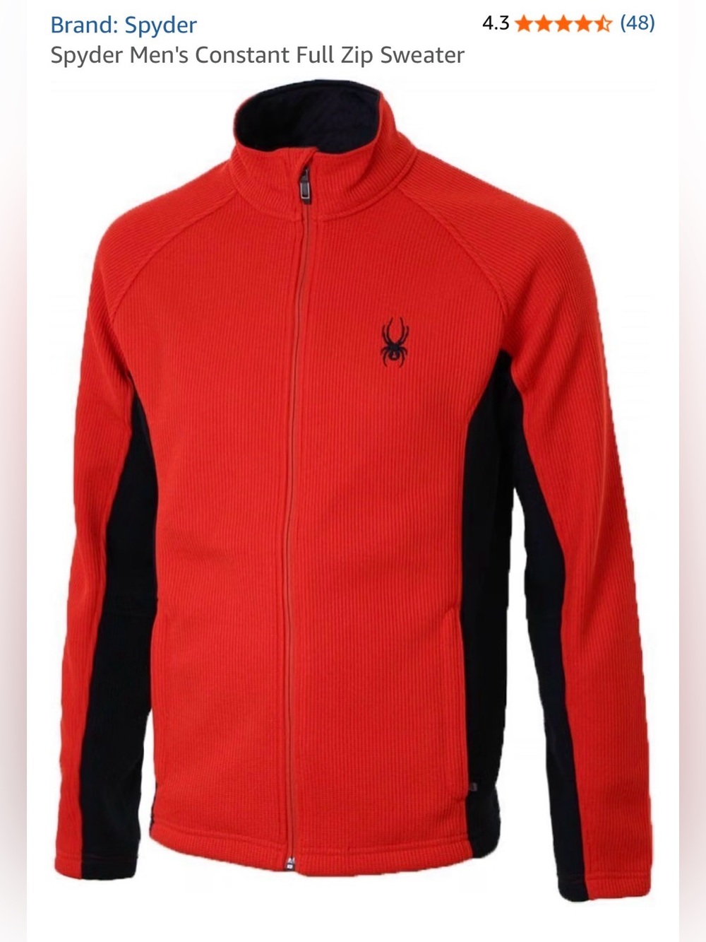 SPYDER Constant waffle-knit full-zip Sweater Fleece Lining Red-Black Large VIDEO